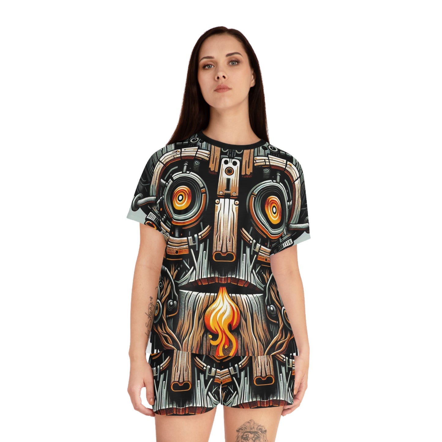 Women's firewood Short Pajama Set (AOP)