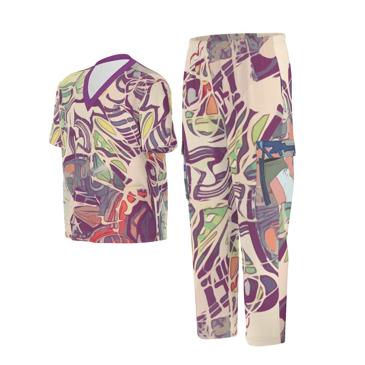 Chiseled Eggplant Unisex Scrub Set|Birdseye