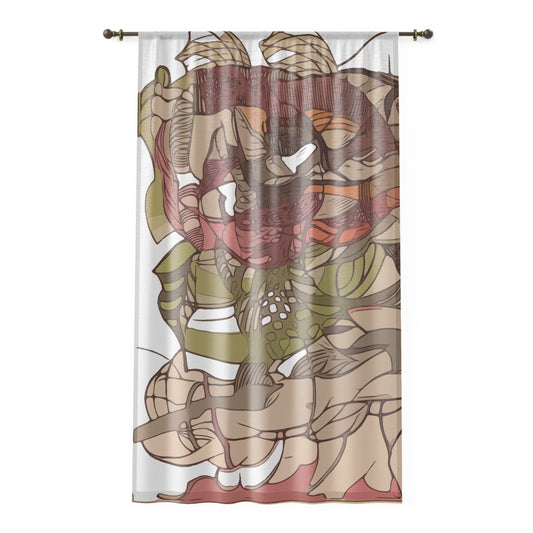 Boho Floral Twin Tapestry Window Curtain – Earth Tone Abstract Garden Print