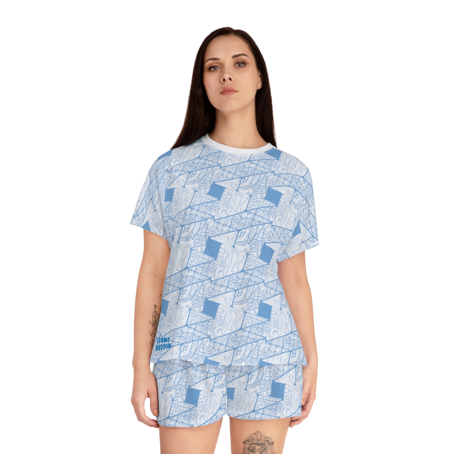 Women's Powder Pebbles Short Pajama Set (AOP)