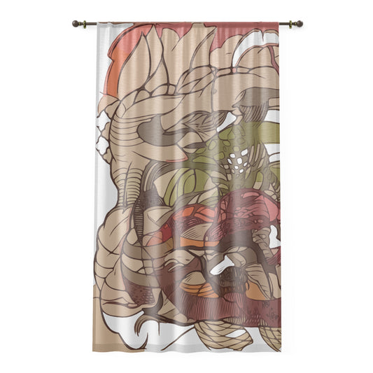 Boho Floral Tapestry Window Curtain – Earth Tone Abstract Garden Print