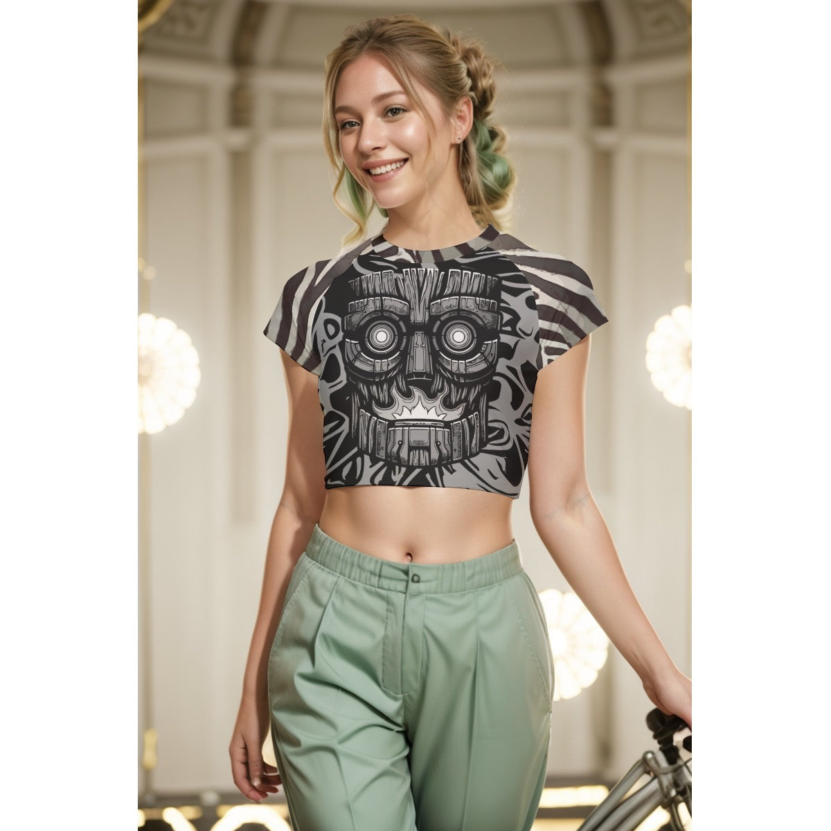 B&W Fire Breath Women's Raglan Cropped T-shirt