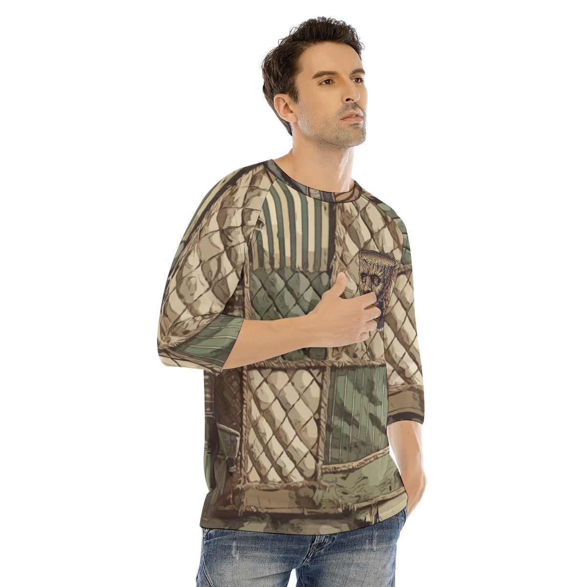 Quilted Roughneck 3/4 sleeve T-shirt