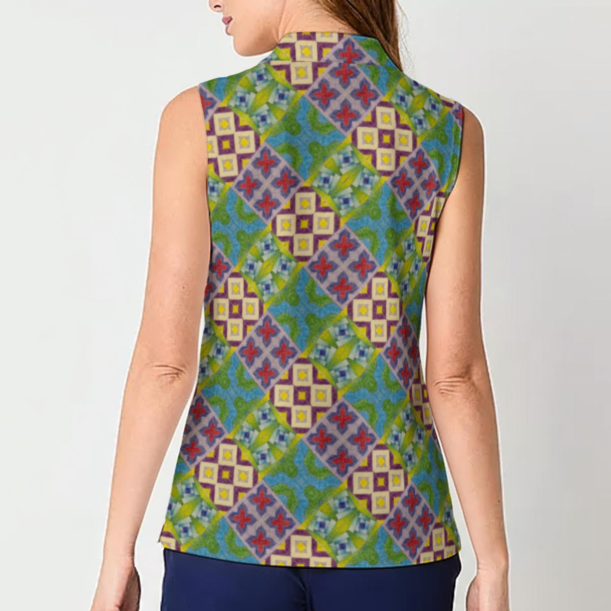 Geometric Tile Sleeveless POLO Shirt (Benji)