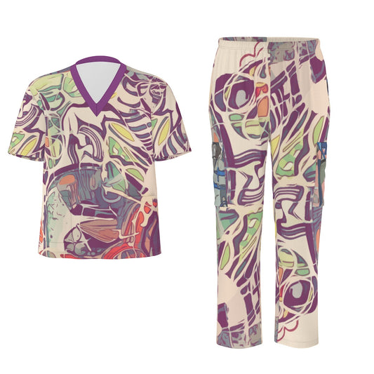 Chiseled Eggplant Unisex Scrub Set|Birdseye