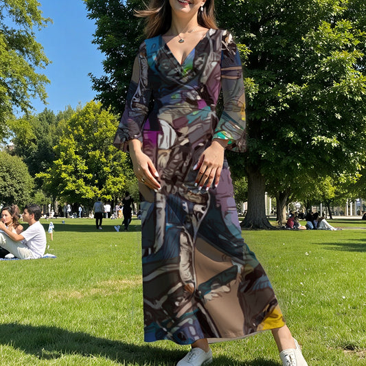 Midnight V-Neck Long Sleeve Dress